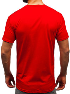 Czerwony bawełniany t-shirt męski z nadrukiem Denley 14722