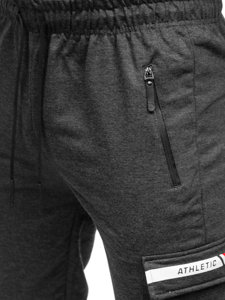 Grafitowe bojówki spodnie męskie joggery dresowe Denley JX5063