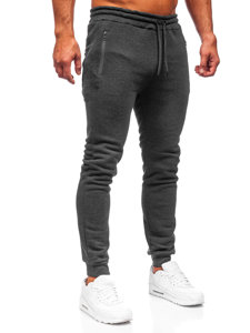 Grafitowe spodnie męskie joggery dresowe Denley 2165