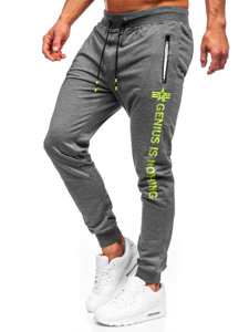 Grafitowe spodnie męskie joggery dresowe Denley K10152