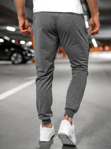 Grafitowe spodnie męskie joggery dresowe Denley K10203
