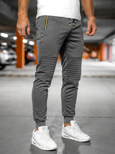 Grafitowe spodnie męskie joggery dresowe Denley K10328