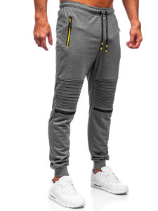 Grafitowe spodnie męskie joggery dresowe Denley K10330