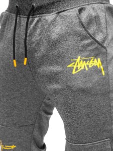 Grafitowe spodnie męskie joggery dresowe bojówki Denley K10286