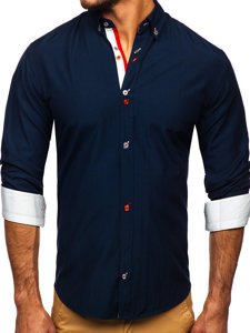 Granatowa koszula męska z długim rękawem Bolf 20710