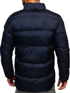 Granatowa pikowana kurtka męska zimowa Denley 0025