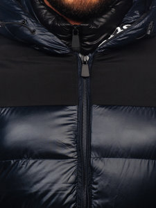 Granatowa pikowana kurtka męska zimowa Denley 27M8110