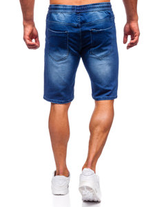 Granatowe krótkie spodenki jeansowe męskie Denley MP00601BS