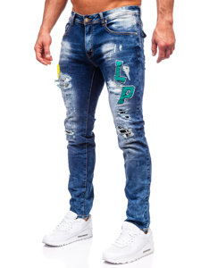 Granatowe spodnie jeansowe męskie slim fit Denley E7860