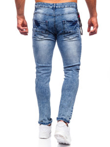 Granatowe spodnie jeansowe męskie slim fit Denley HY1053