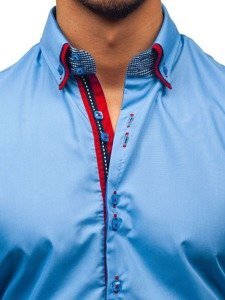 Koszula męska elegancka z długim rękawem błękitna Bolf 2785