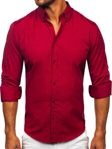Koszula męska elegancka z długim rękawem bordowa Bolf 5821-1