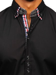 Koszula męska elegancka z długim rękawem czarna Bolf 0926