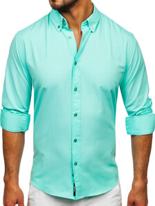 Koszula męska elegancka z długim rękawem jasnozielona Bolf 5821-1