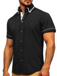 Koszula męska z krótkim rękawem czarna Bolf 3520