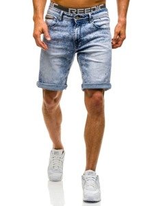 Krótkie spodenki jeansowe męskie jasnoniebieskie Denley 9588
