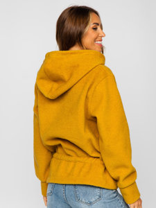 Kurtka damska krótki płaszcz z kapturem żółta Denley 9320