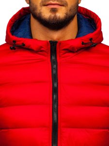 Kurtka męska zimowa sportowa pikowana czerwona Denley JP1101