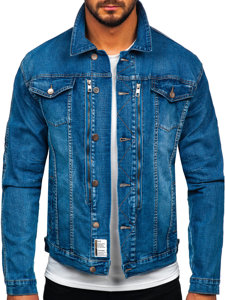 Niebieska kurtka jeansowa męska Denley MJ508B