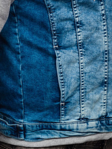 Niebieska kurtka jeansowa męska z kapturem Denley 801