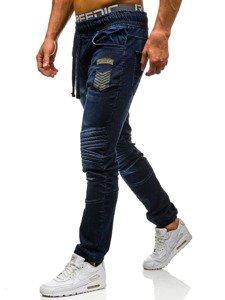Spodnie jeansowe joggery męskie granatowe Denley 1810