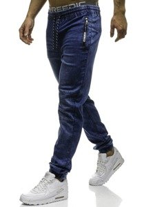 Spodnie jeansowe joggery męskie granatowe Denley HY182