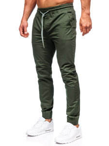 Spodnie joggery męskie ciemnozielone Denley KA951