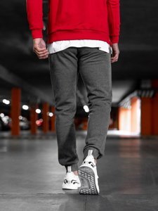 Spodnie męskie joggery dresowe grafitowe Denley XW01-B