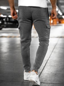 Szare bojówki spodnie męskie dresowe Denley JX8710