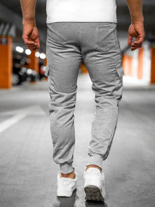 Szare bojówki spodnie męskie joggery dresowe Denley HR209