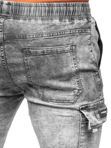 Szare krótkie spodenki bojówki jeansowe męskie Denley TF198