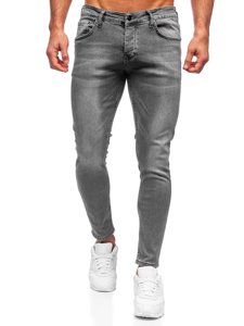 Szare spodnie jeansowe męskie slim fit Denley R925