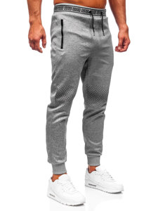 Szare spodnie męskie joggery dresowe Denley HM383