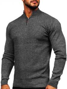Szary sweter męski ze stójką Denley S8206