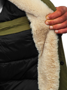 Zielona kurtka męska zimowa parka Denley 22M52